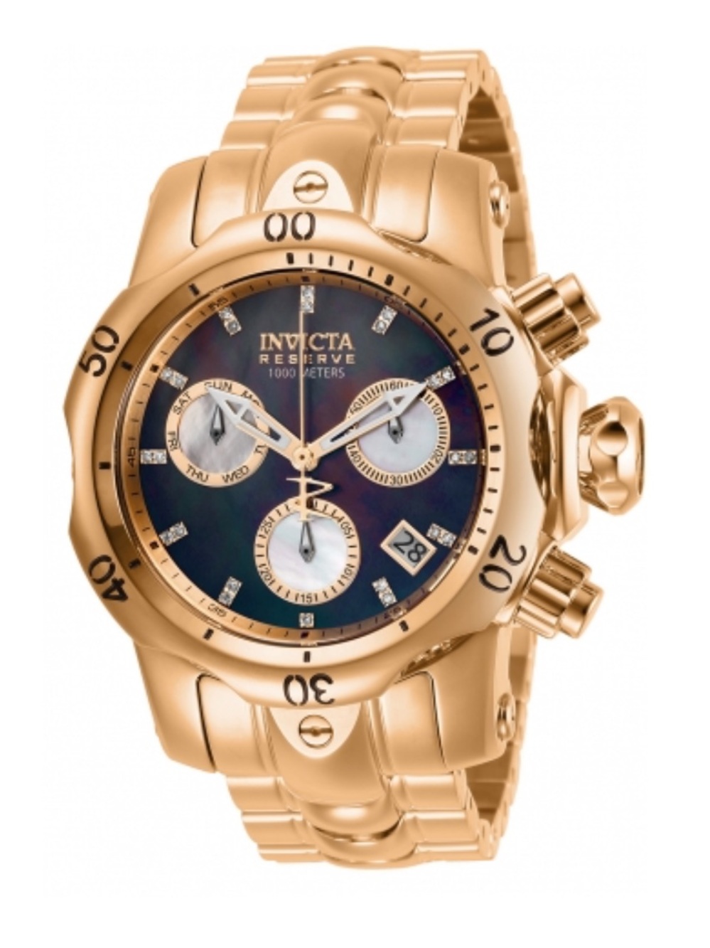 INVICTA VENOM RESERVE ROSE GOLD DIAMOND FLAME FUSION STAINLESS STEEL MENS WATCH